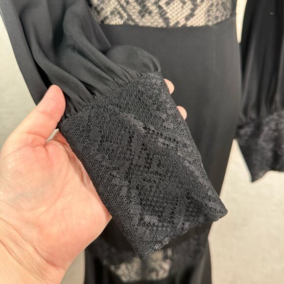 Milly Arianna Python Lace Dress Black Midi Long Sleeve Cocktail Party Size 4 - Picture 7 of 15